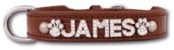 Hondenhalsband Met Naam Medium Brown